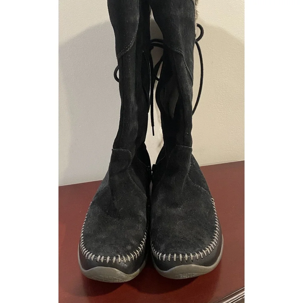 The North Face AHDZ PRIMALOFT Snow Boots Black Suede Faux Fur Lined Women's 7